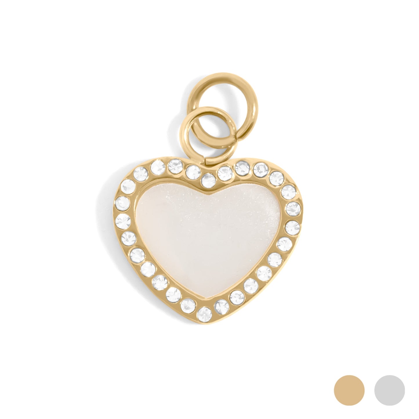18K Gold PVD Stainless Steel Pearl Heart Charm / PDL0287