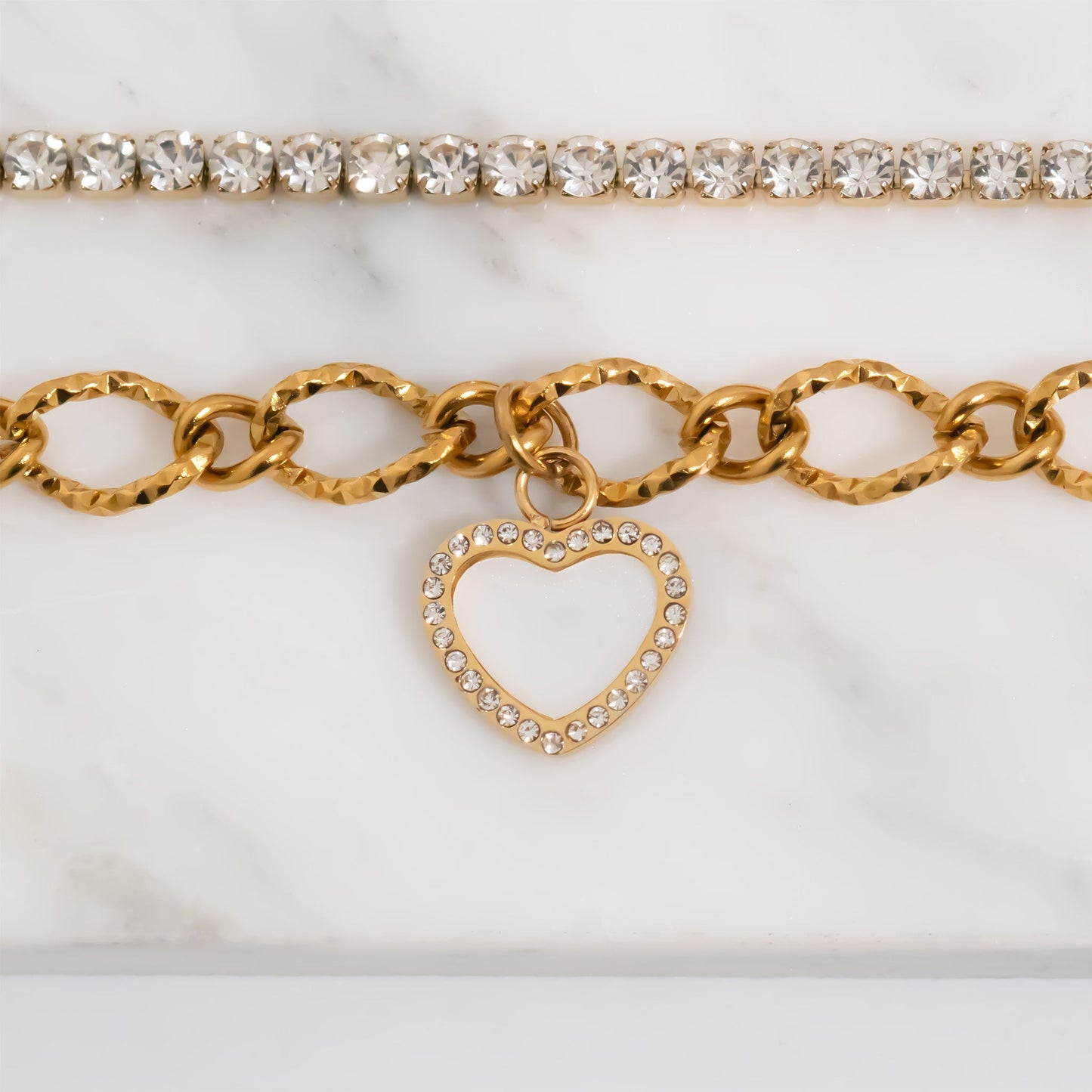 18K Gold PVD Stainless Steel Pearl Heart Charm / PDL0287