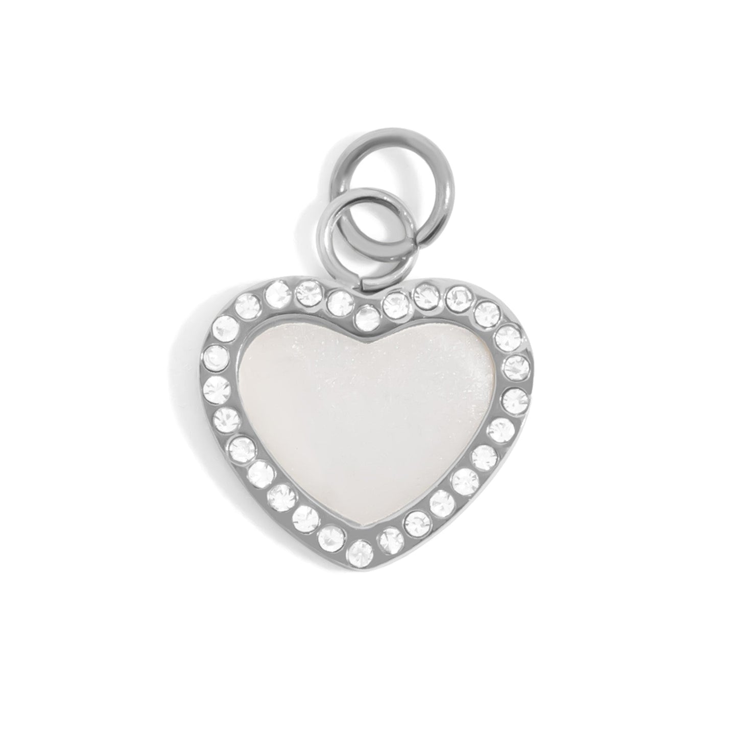 18K Gold PVD Stainless Steel Pearl Heart Charm / PDL0287