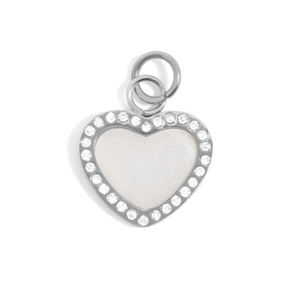 18K Gold PVD Stainless Steel Pearl Heart Charm / PDL0287