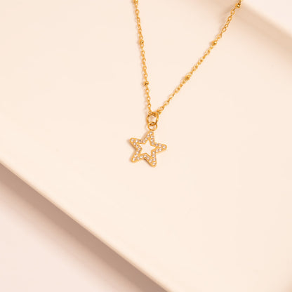 18K Gold PVD Stainless Steel Pearl Star Charm / PDL0288