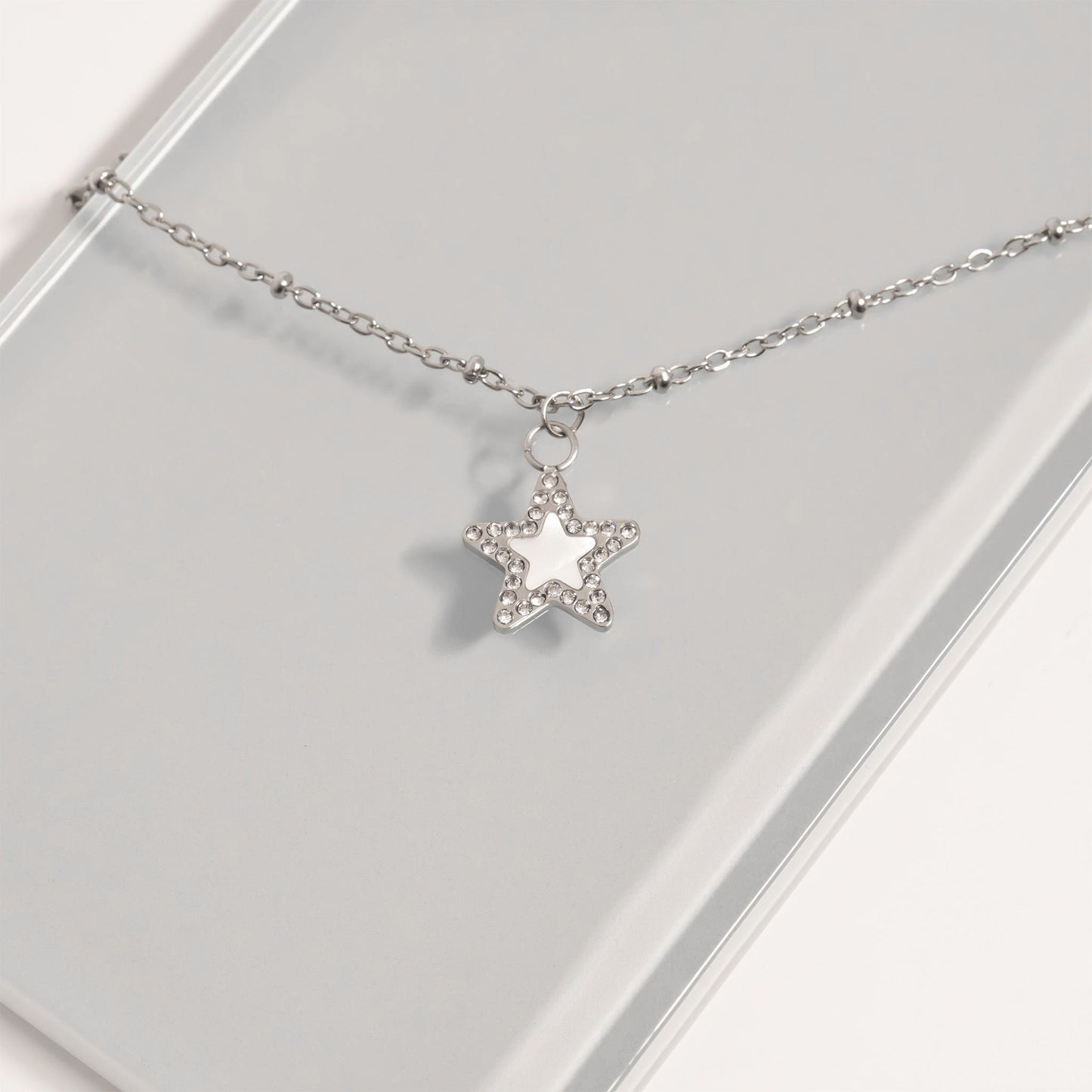 18K Gold PVD Stainless Steel Pearl Star Charm / PDL0288