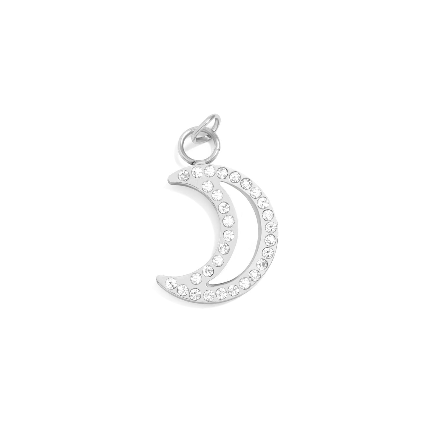 18K Gold PVD Stainless Steel Pearl Moon Charm / PDL0289