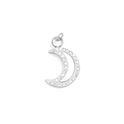 18K Gold PVD Stainless Steel Pearl Moon Charm / PDL0289