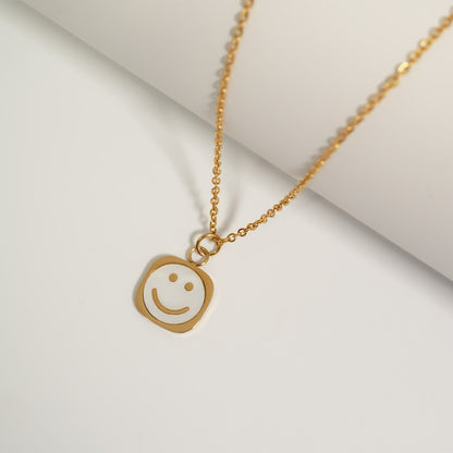 18K Gold PVD Stainless Steel Pearl Smiley Charm / PDL0290