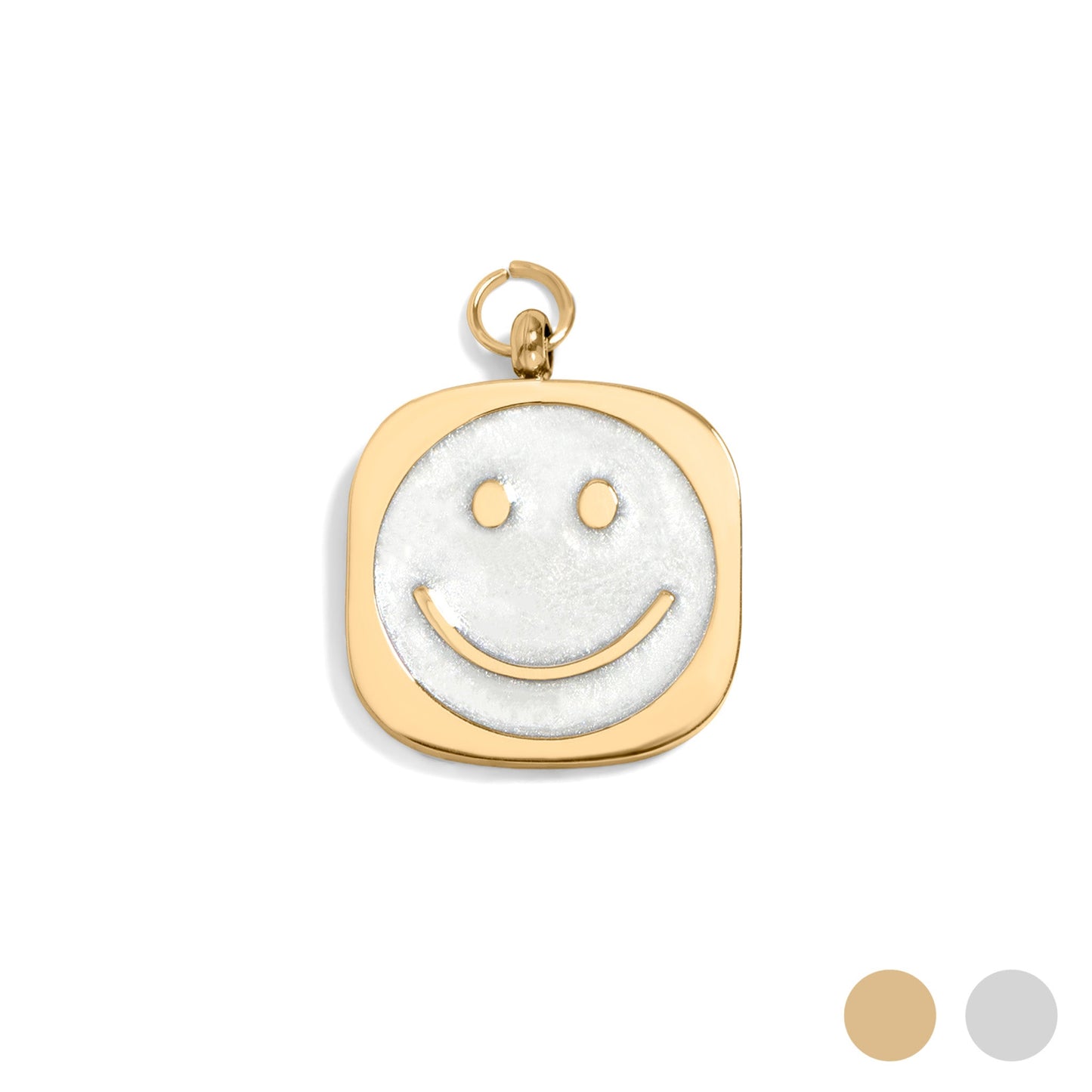 18K Gold PVD Stainless Steel Pearl Smiley Charm / PDL0290