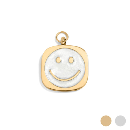 18K Gold PVD Stainless Steel Pearl Smiley Charm / PDL0290