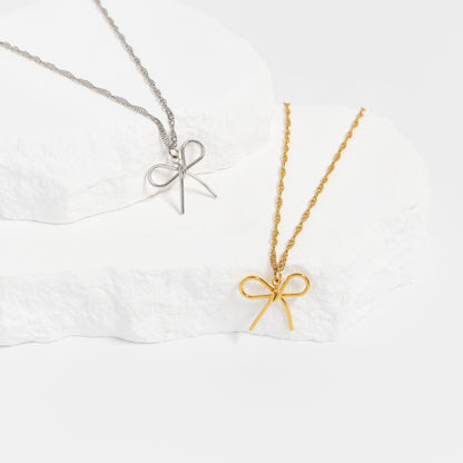 18K Gold PVD Stainless Steel Thin Bow Charm / PDL0292