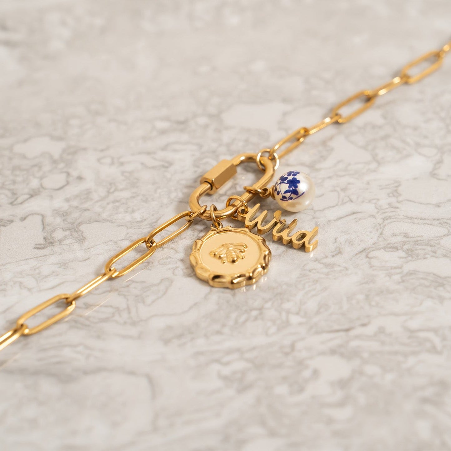 18K Gold PVD Stainless Steel Bee Pendant / PDL0295