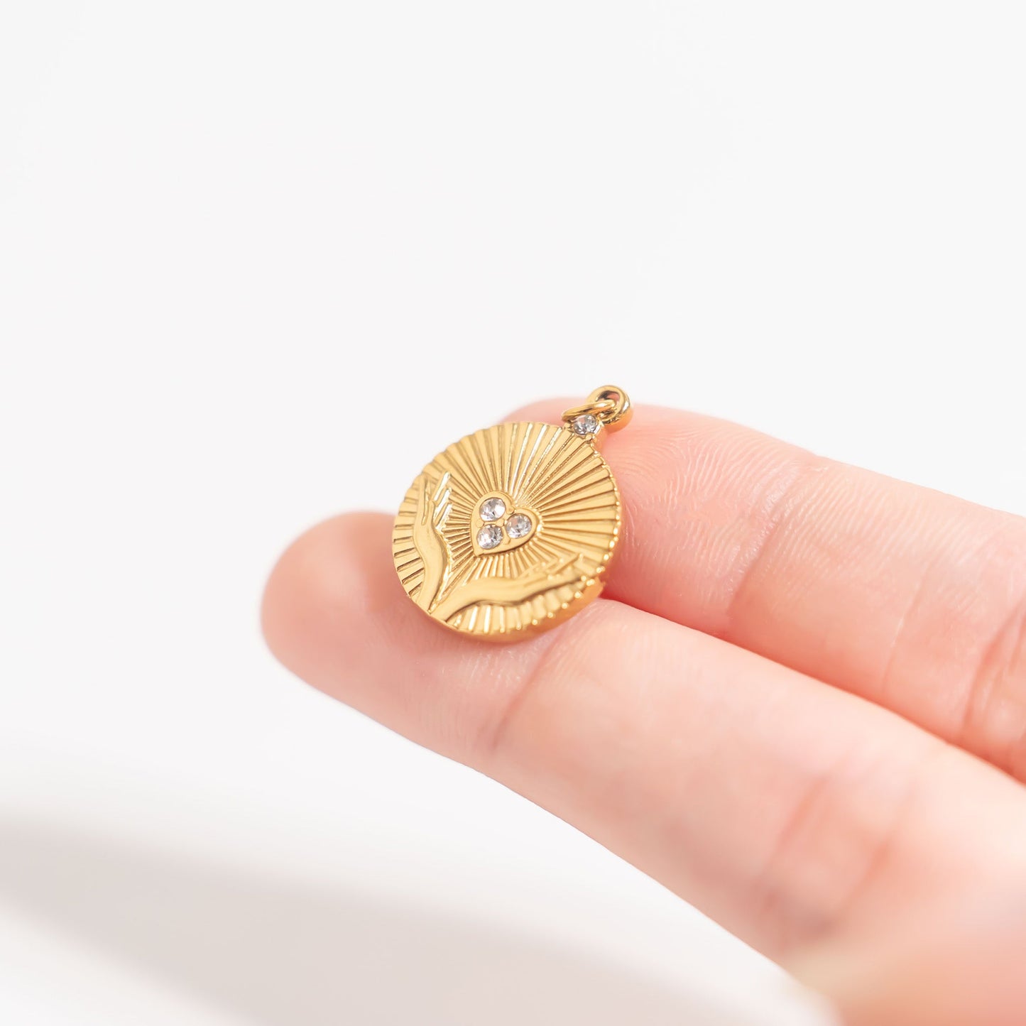 18K Gold PVD Stainless Steel Open Hands Pendant / PDL0296