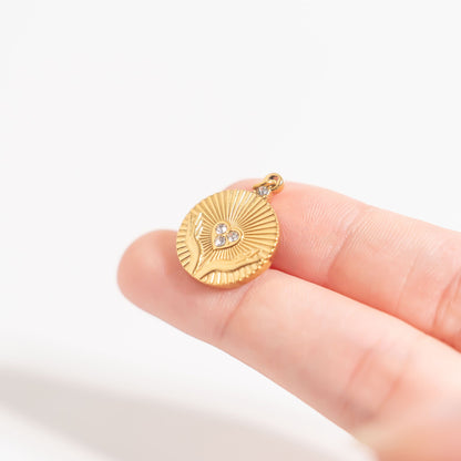 18K Gold PVD Stainless Steel Open Hands Pendant / PDL0296