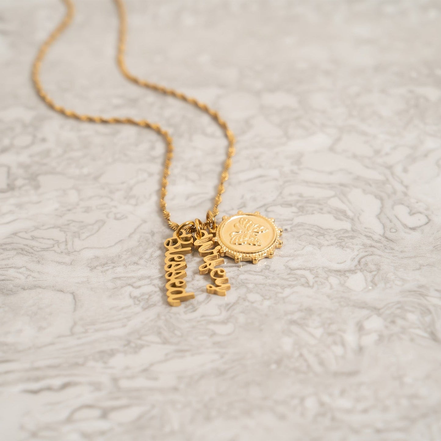 18K Gold PVD Stainless Steel Butterfly Pendant / PDL0297