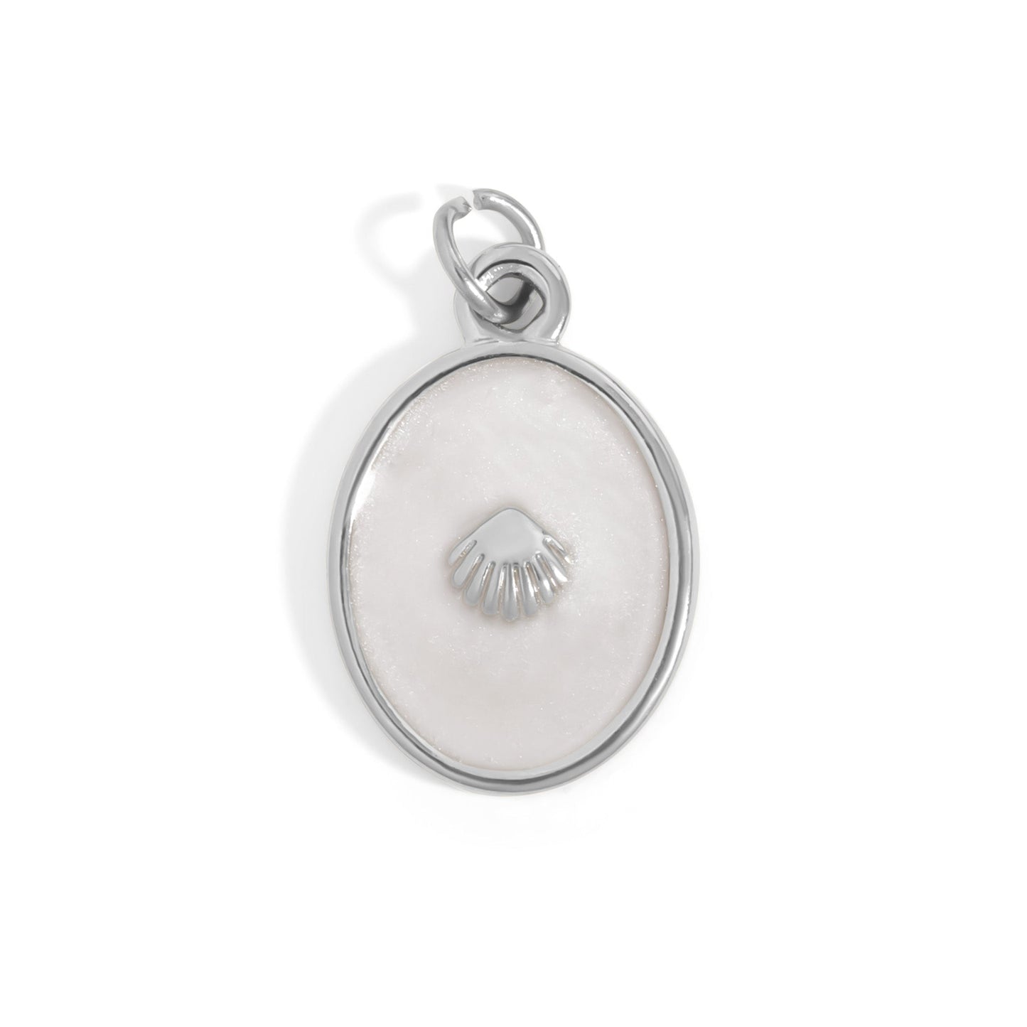 18K Gold PVD Stainless Steel White Enamel Charm with Shell / PDL0298