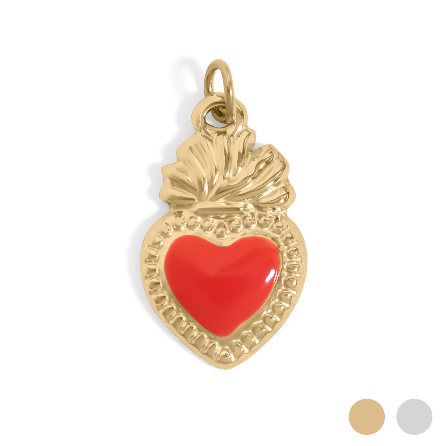 18K Gold PVD Stainless Steel Red Heart Charm / PDL0299