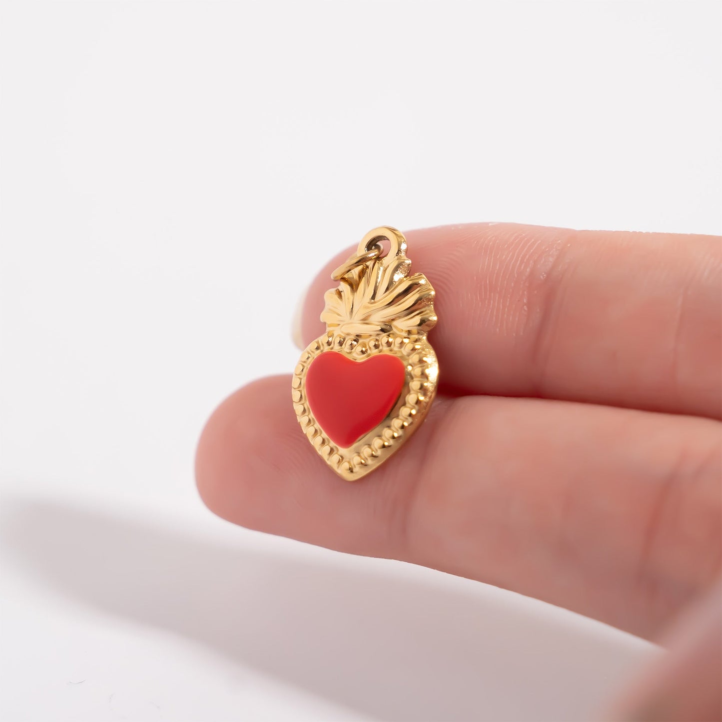 18K Gold PVD Stainless Steel Red Heart Charm / PDL0299