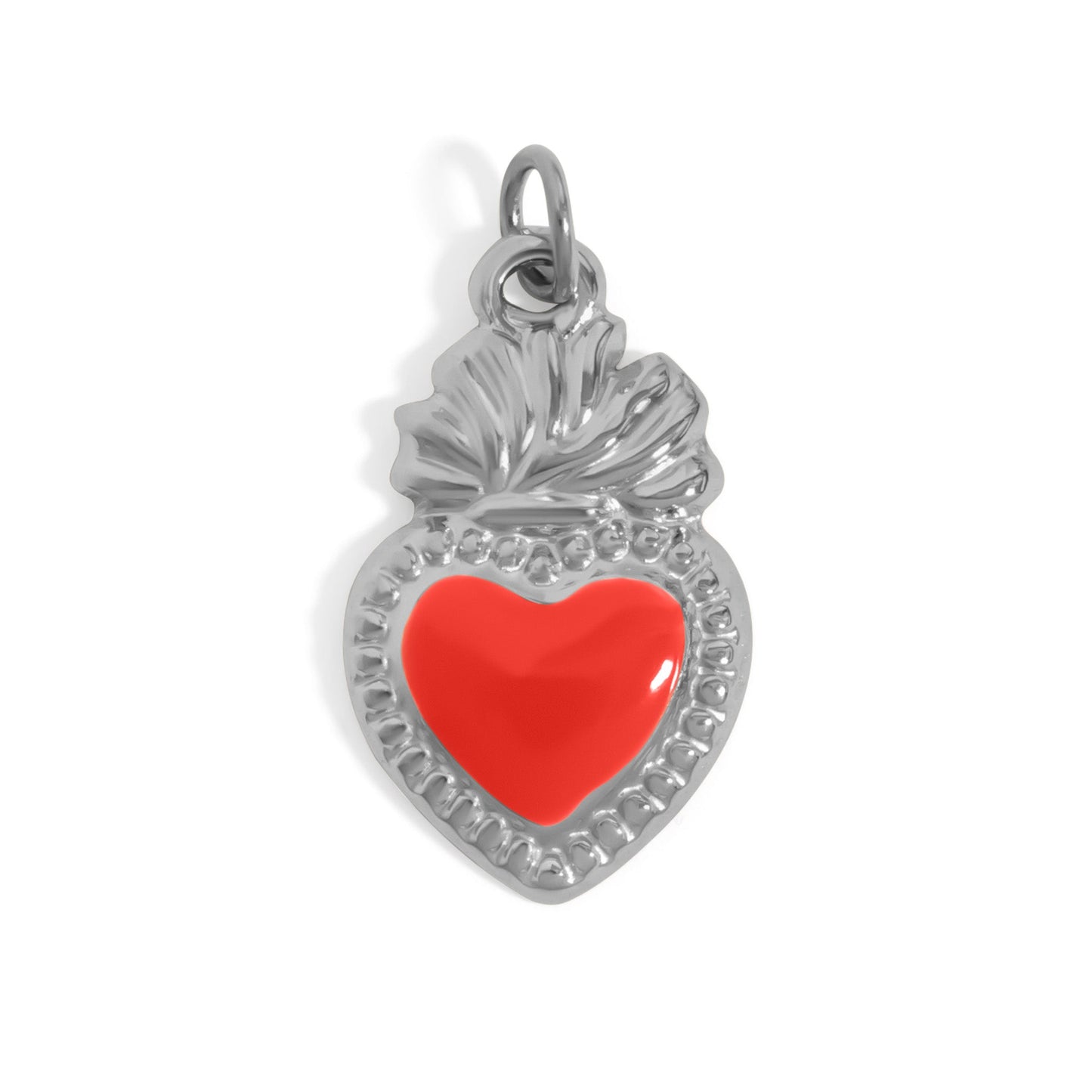 18K Gold PVD Stainless Steel Red Heart Charm / PDL0299