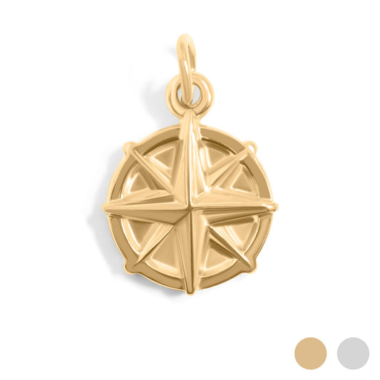 18K Gold PVD Stainless Steel Compass Charm / PDL0300