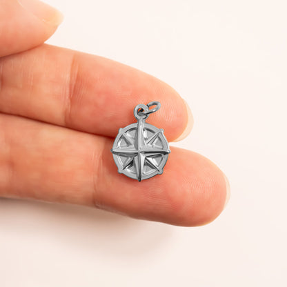 18K Gold PVD Stainless Steel Compass Charm / PDL0300