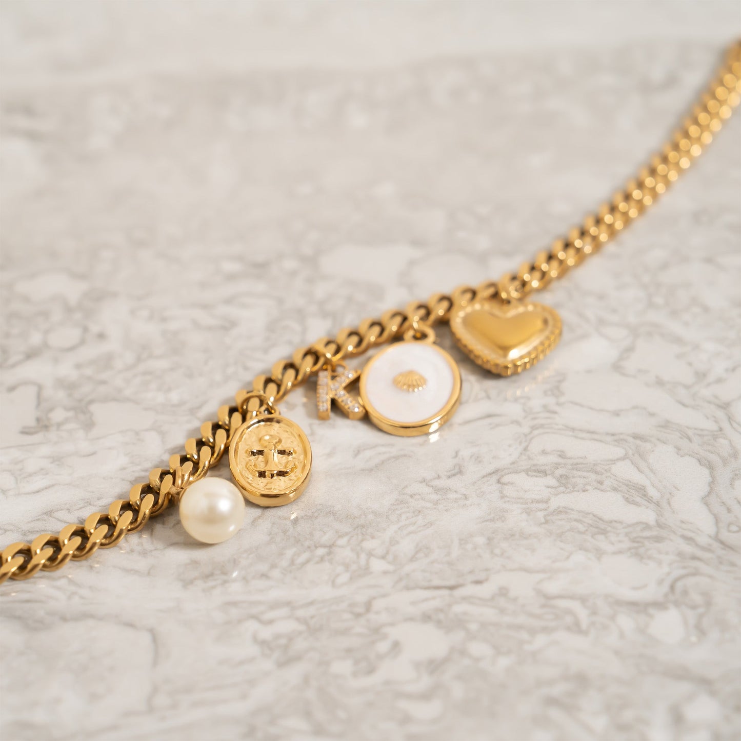 18K Gold PVD Stainless Steel Anchor Pendant / PDL0302