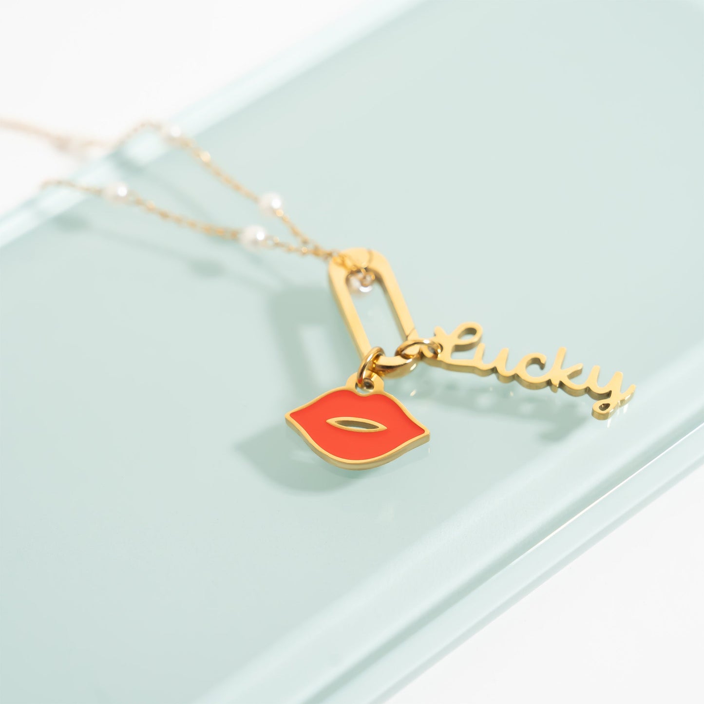 18K Gold PVD Stainless Steel Lips Charm / PDL0303