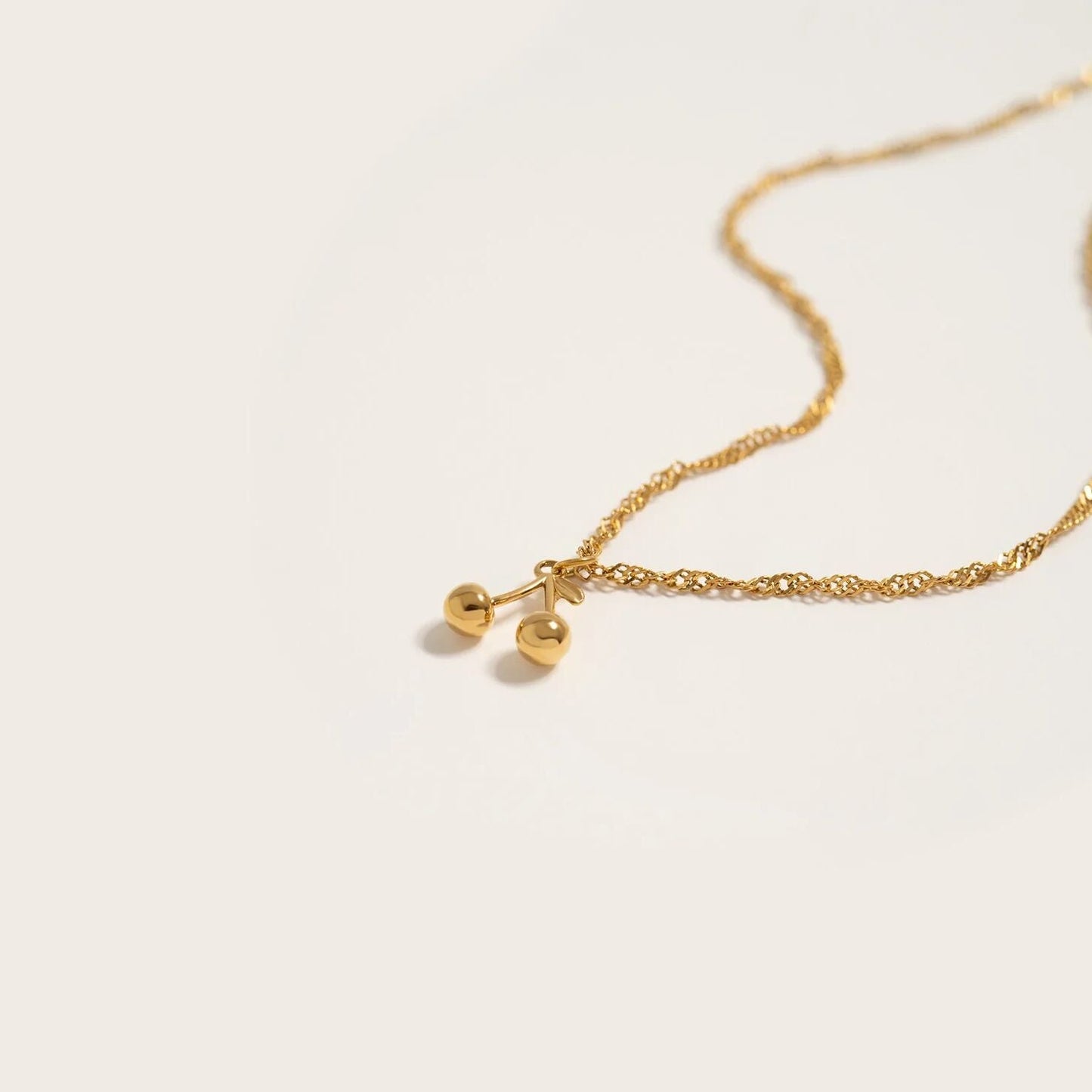 18K Gold PVD Stainless Steel Cherry Charm / PDL0304