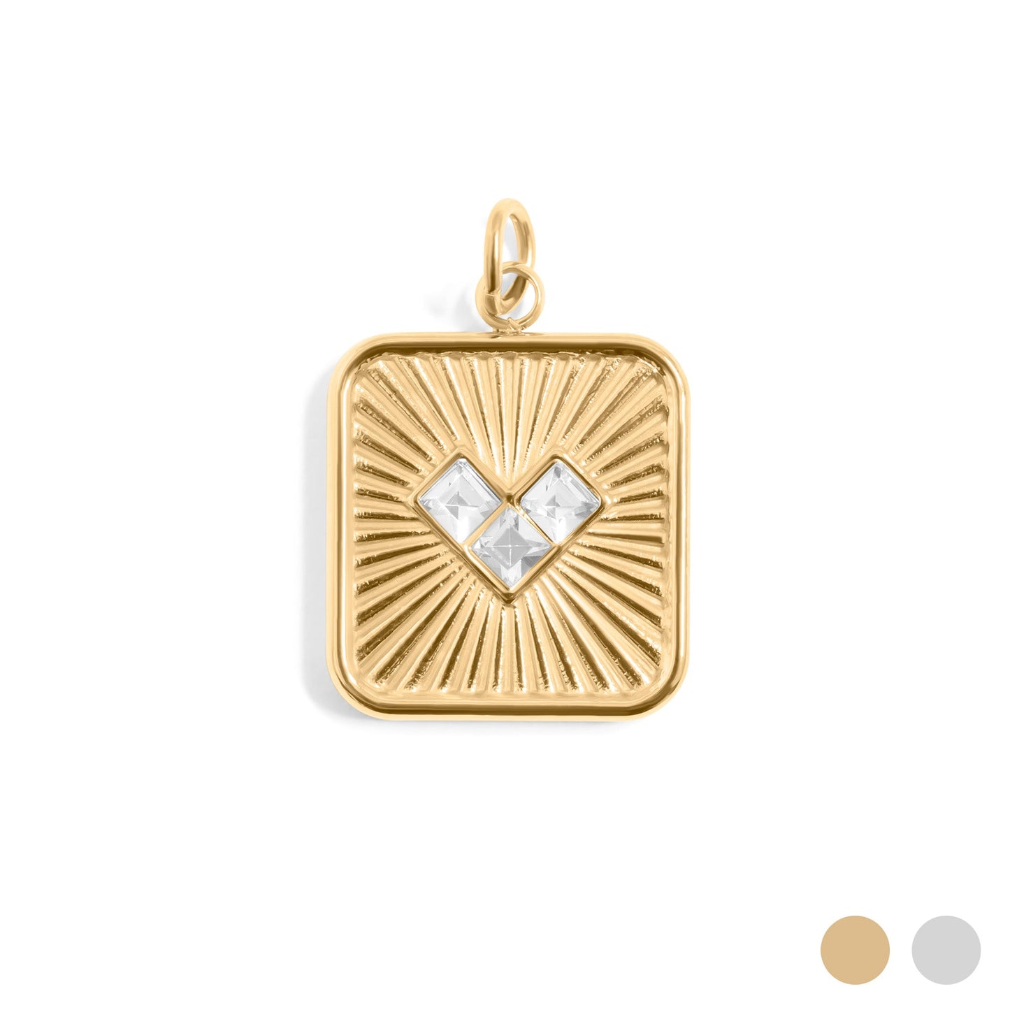 18K Gold PVD Stainless Steel Stone Heart Pendant / PDL0305