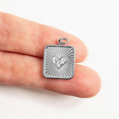 18K Gold PVD Stainless Steel Stone Heart Pendant / PDL0305