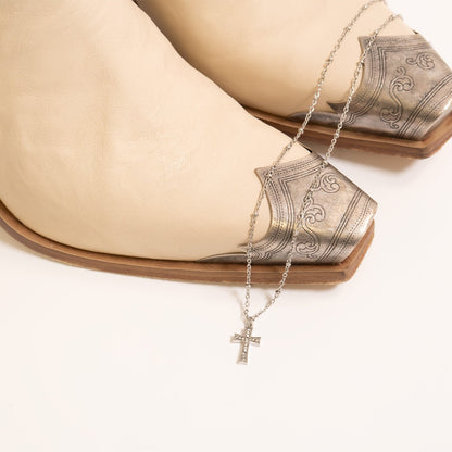 18K Gold PVD Stainless Steel Stone Cross Charm / PDL0306