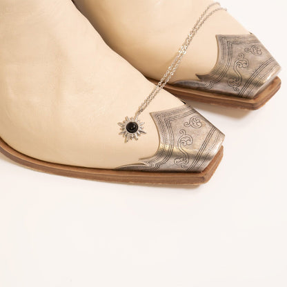 18K Gold PVD Stainless Steel Black Stone Pendant / PDL0307