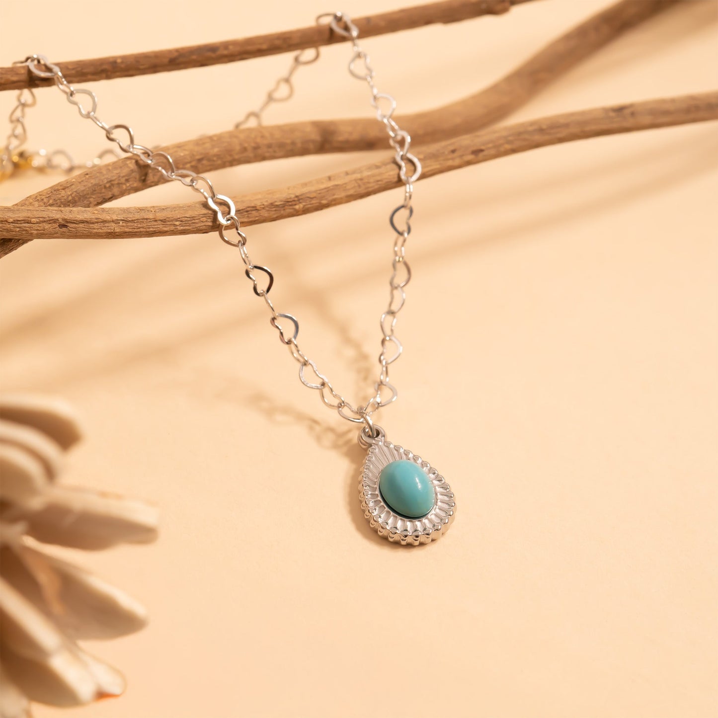 18K Gold PVD Stainless Steel Turquoise Tear Drop Charm / PDL0310