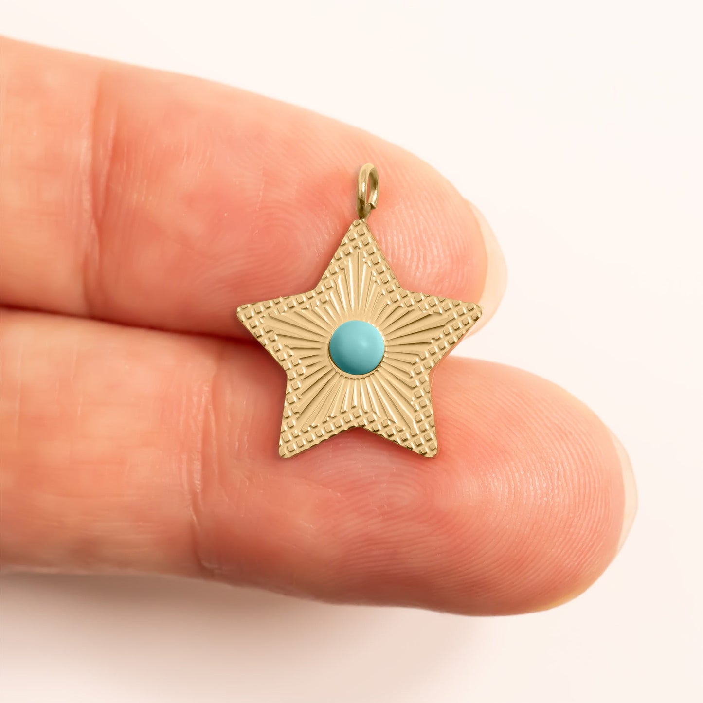 18K Gold PVD Stainless Steel Turquoise Star Charm / PDL0311