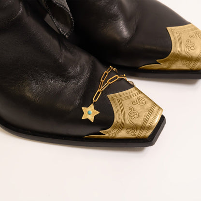 18K Gold PVD Stainless Steel Turquoise Star Charm / PDL0311