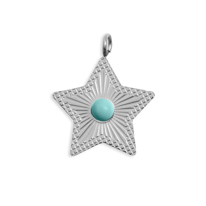 18K Gold PVD Stainless Steel Turquoise Star Charm / PDL0311