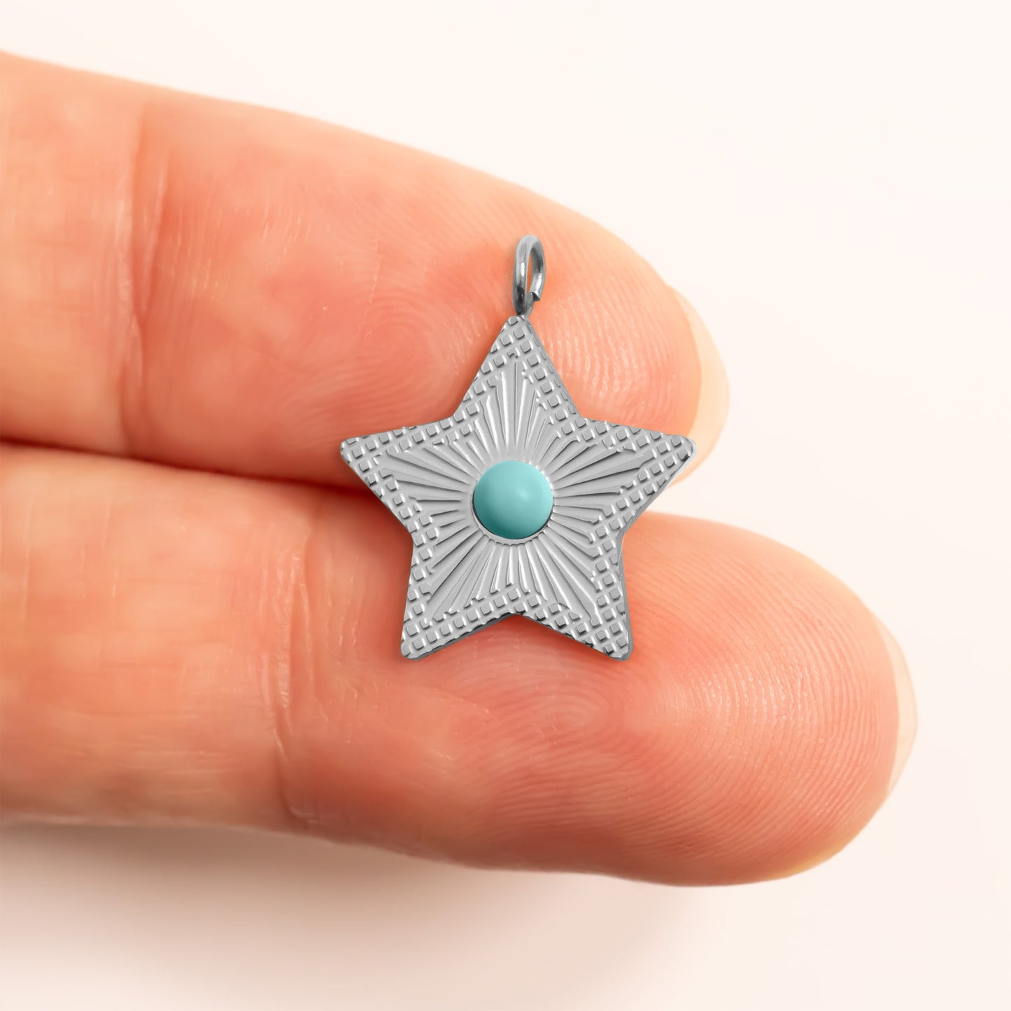 18K Gold PVD Stainless Steel Turquoise Star Charm / PDL0311