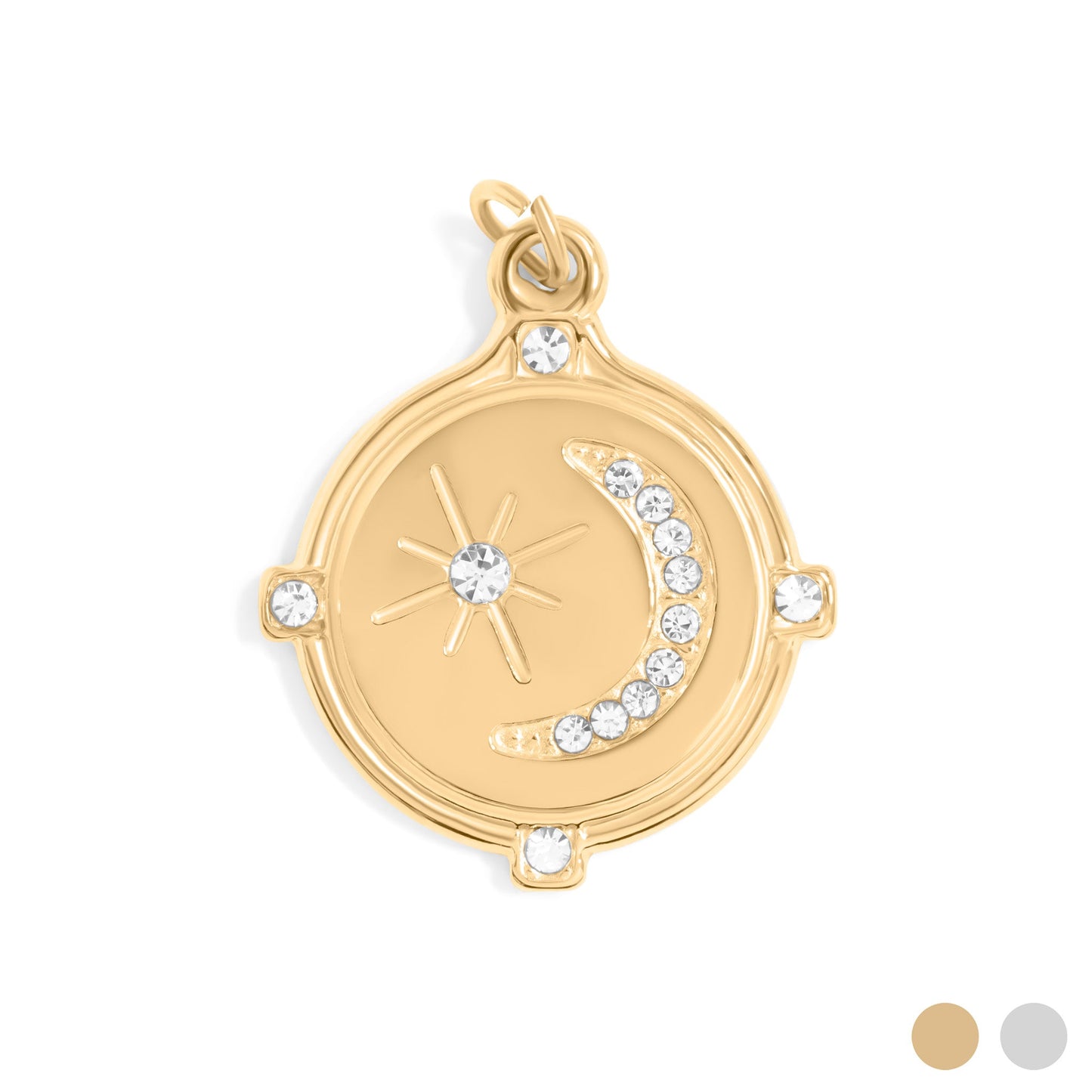 18K Gold PVD Stainless Steel Stone Moon And Star Pendant / PDL0312