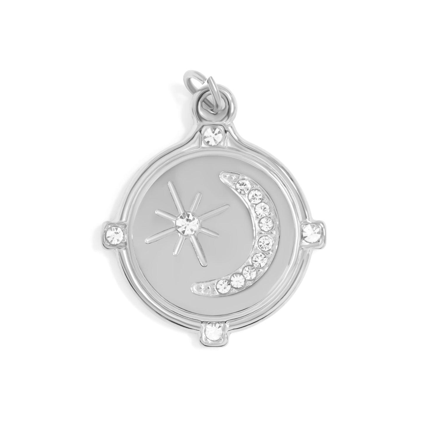 18K Gold PVD Stainless Steel Stone Moon And Star Pendant / PDL0312
