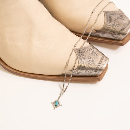 18K Gold PVD Stainless Steel Turquoise Compass Charm / PDL0313