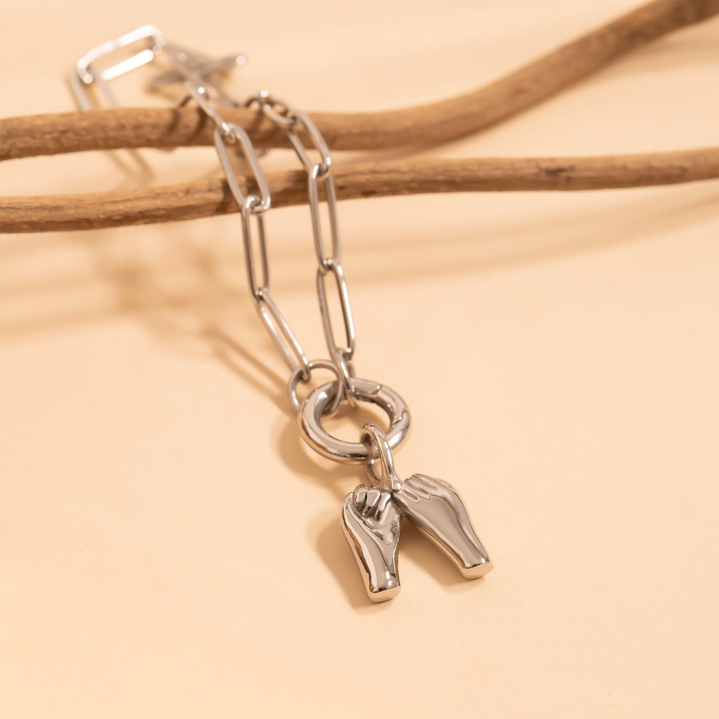 18K Gold PVD Stainless Steel Pinky Promise Charm / PDL0315