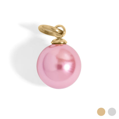 18K Gold PVD Stainless Steel Pink Pearl Charm / PDL0318