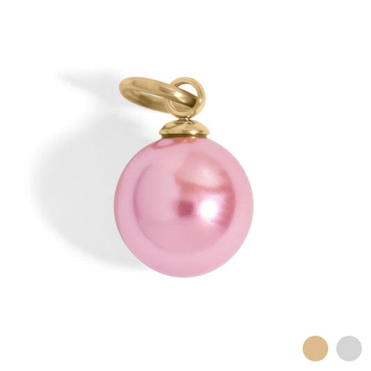 18K Gold PVD Stainless Steel Pink Pearl Charm / PDL0318