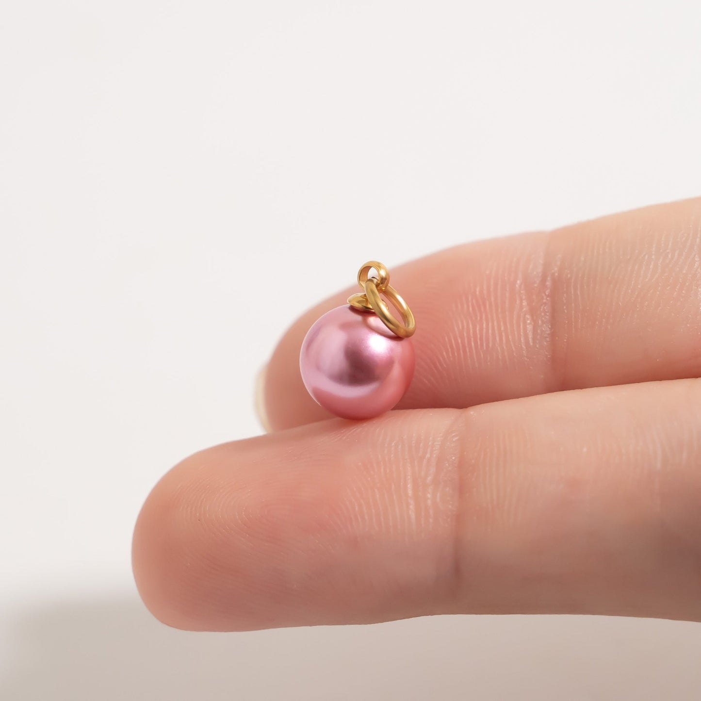 18K Gold PVD Stainless Steel Pink Pearl Charm / PDL0318