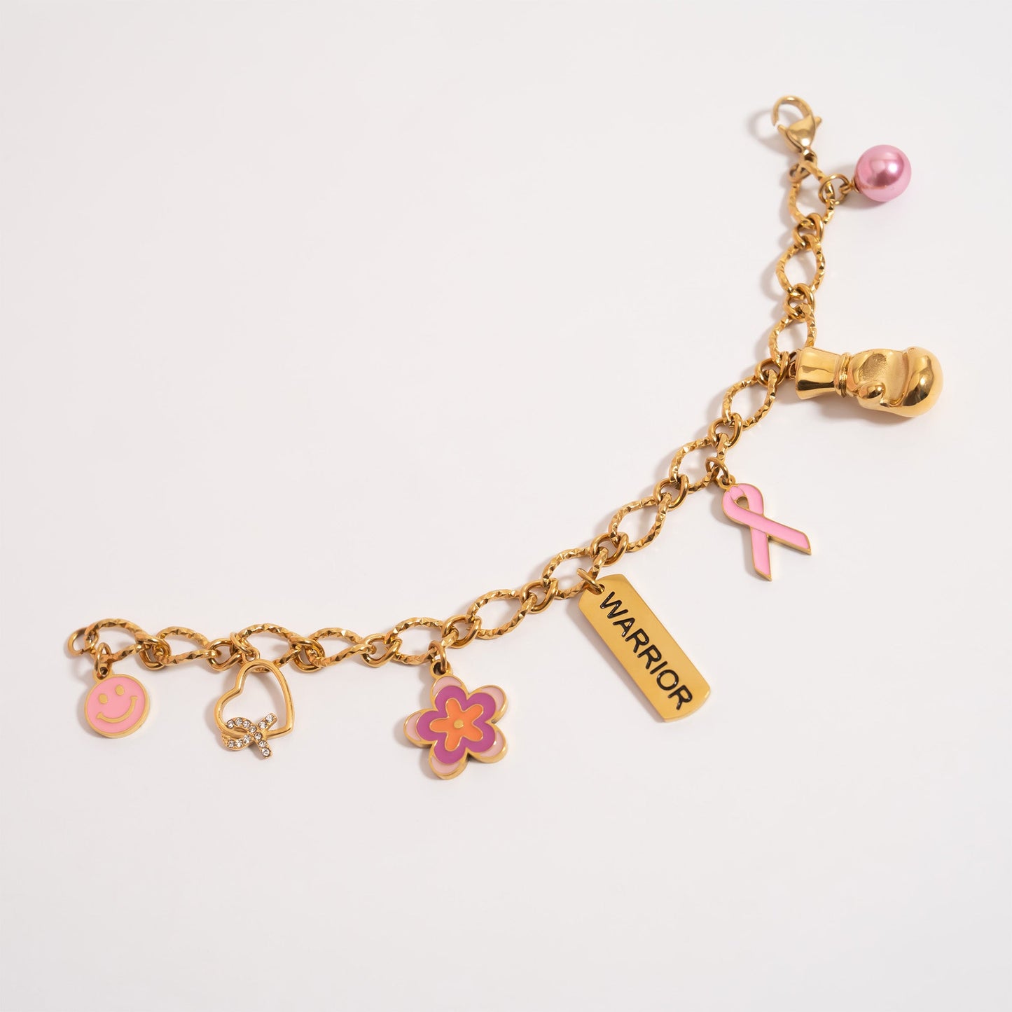 18K Gold PVD Stainless Steel Pink Pearl Charm / PDL0318