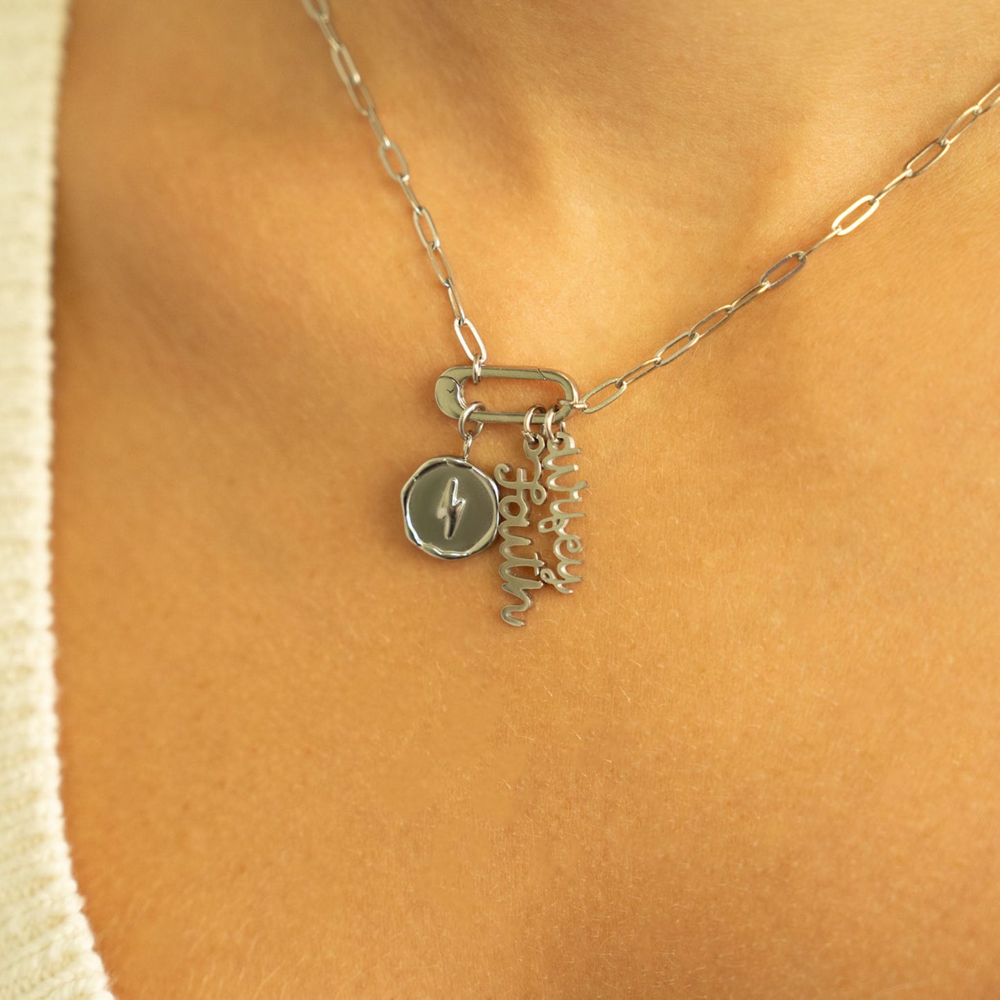 18K Gold PVD Stainless Steel Lightning Bolt Pendant / PDL0301