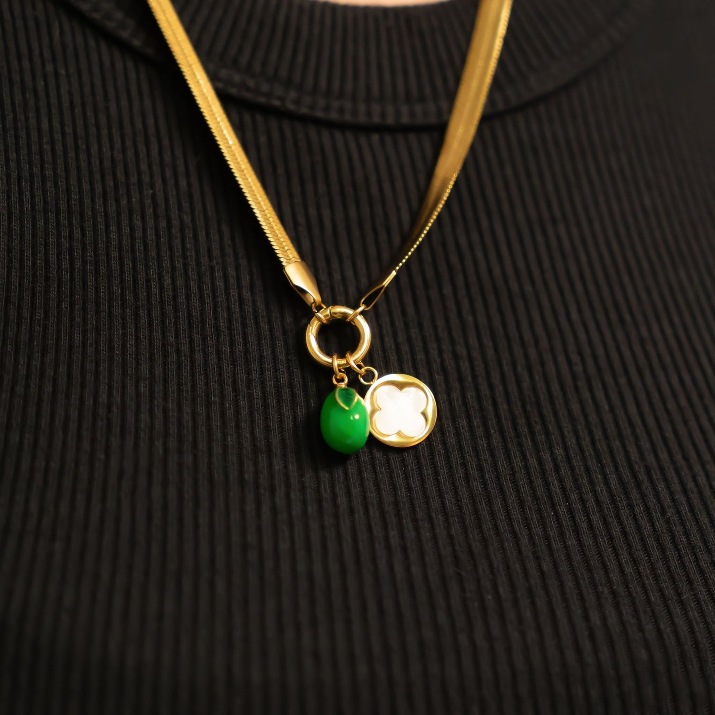 18K Gold Stainless Steel Lime Charm /