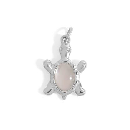 18K Gold PVD Stainless Steel Mother Of Pearl Turtle Charm / PDL0344