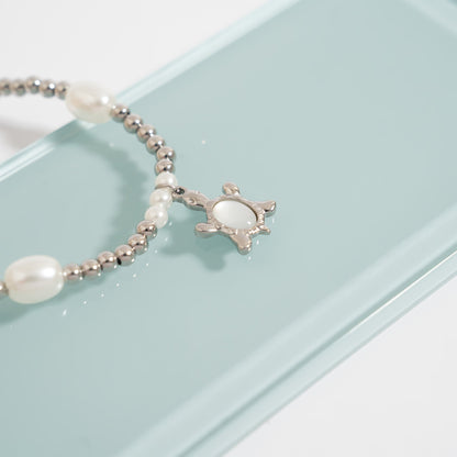 18K Gold PVD Stainless Steel Mother Of Pearl Turtle Charm / PDL0344