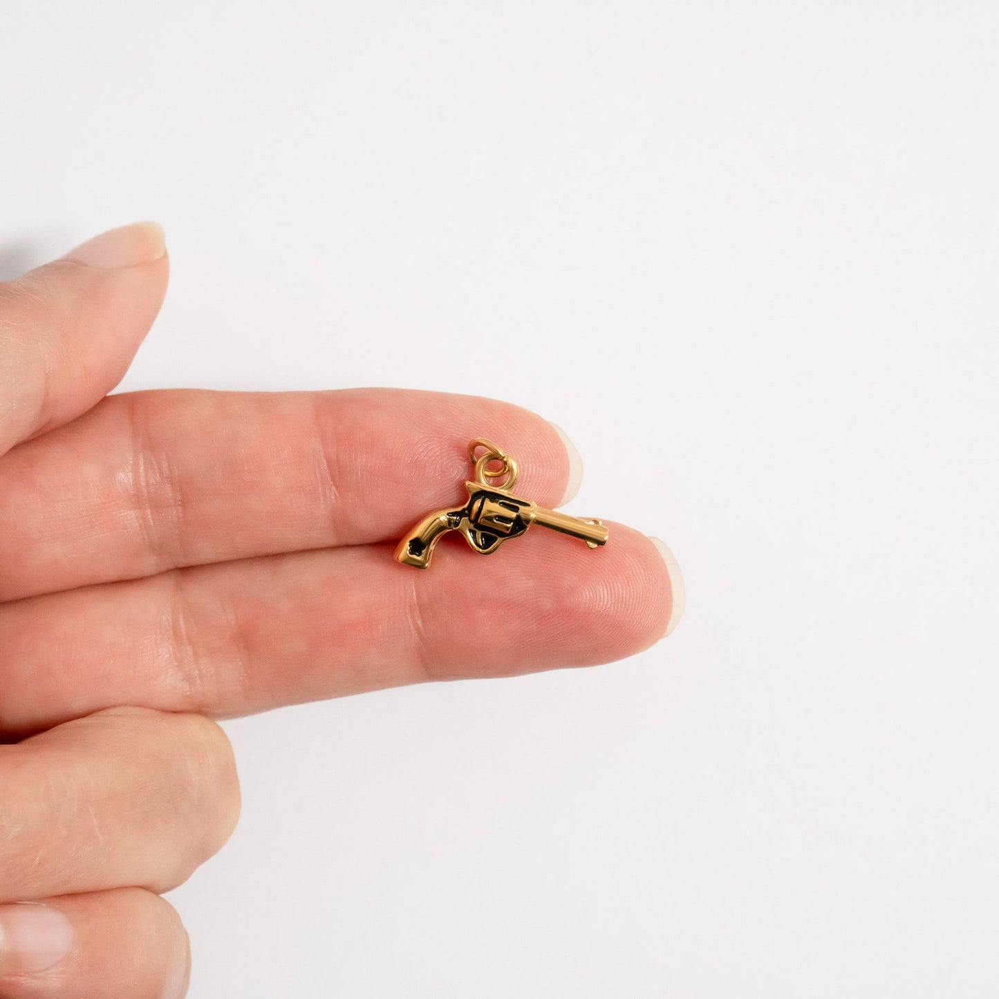 18K Gold PVD Stainless Steel Western Gun Charm / PDL0346