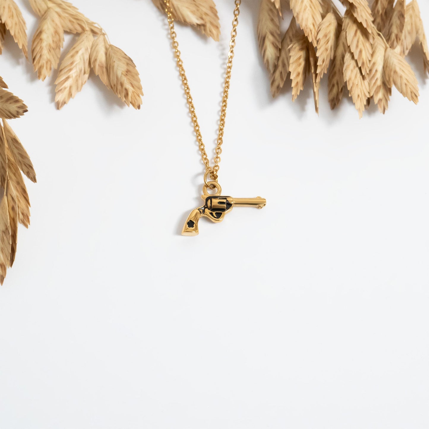18K Gold PVD Stainless Steel Western Gun Charm / PDL0346