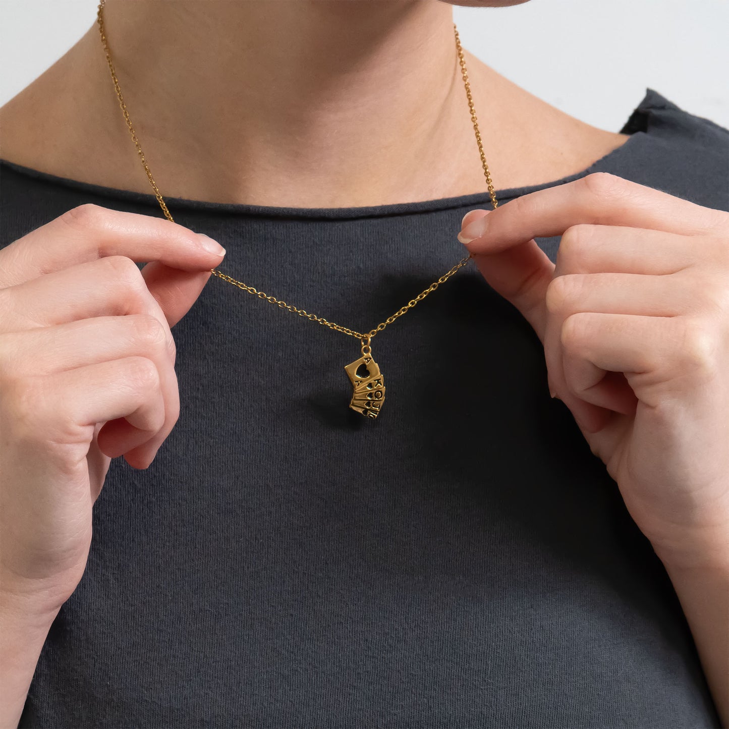 18K Gold PVD Stainless Steel Playing Cards Charm / PDL0347