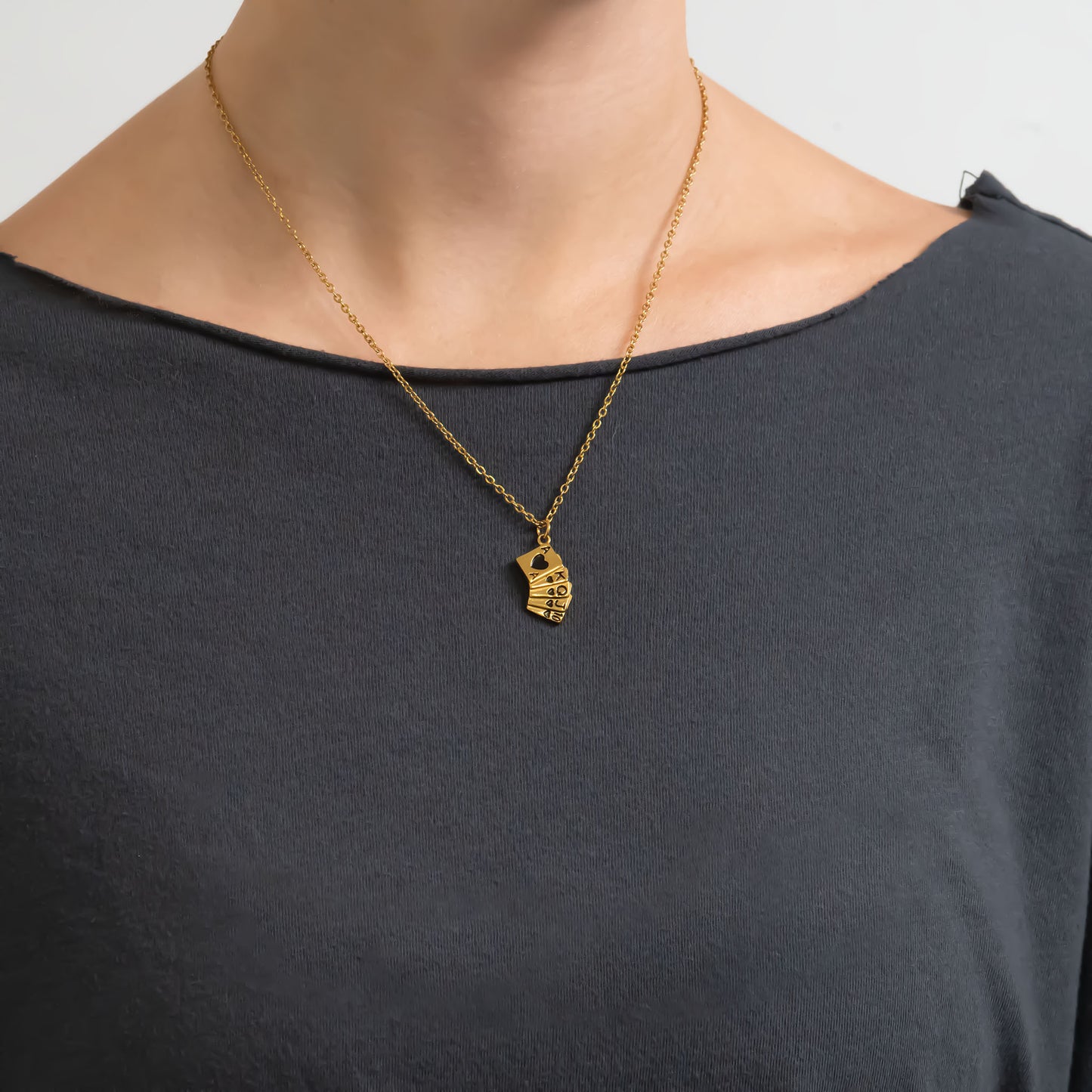 18K Gold PVD Stainless Steel Playing Cards Charm / PDL0347